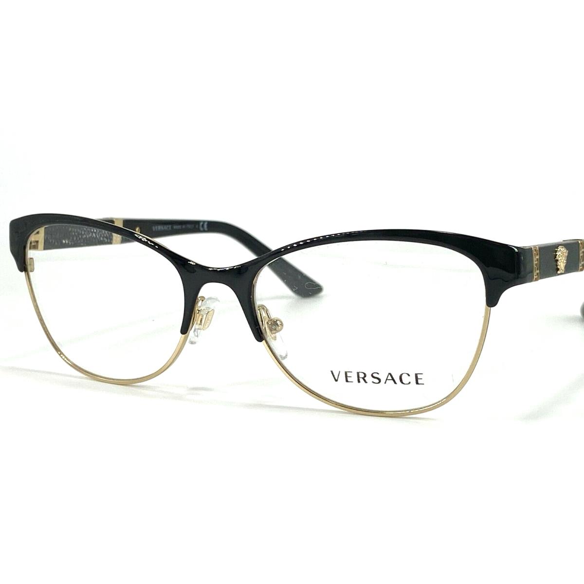 Versace 1233 Women`s Metal Eyeglass Frame 1366 Black / Pale Gold Italy W/case