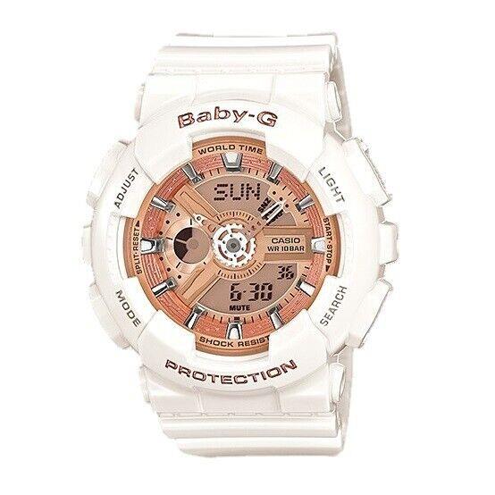 Casio Baby-g BA110-7A1 Women`s Tandem XL 3D White Bronze Rose Ana-digi Watch