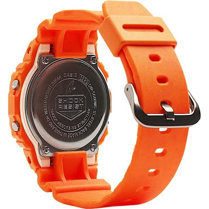 Casio G-shock DW-5600WS-4 Gray Day Date Digital Dial Orange Resin Band Watch