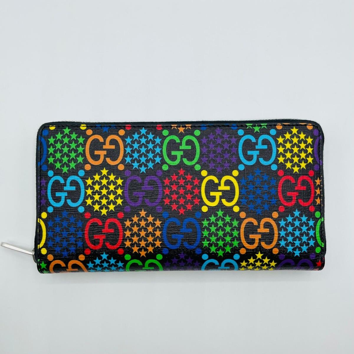 Gucci Black/rainbow Supreme GG Leather Psychedelic Zip Around Wallet 601079 1058