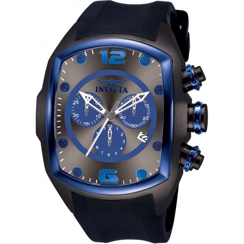 Invicta Men`s 10066 Lupah Chronograph Blue Gunmetal Dial Silicone Band Watch