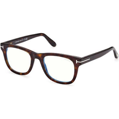 Tom Ford TF 5820 FT5820 -B Shiny Classic Dark Havana t Logo Blue 052 Eyeglasses