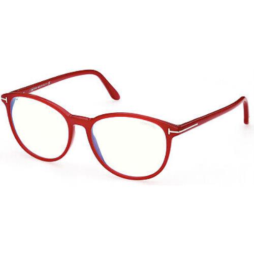 Tom Ford TF 5810 FT5810 -B Shiny Pearlized Red t Logo Blue Block 074 Eyeglasses