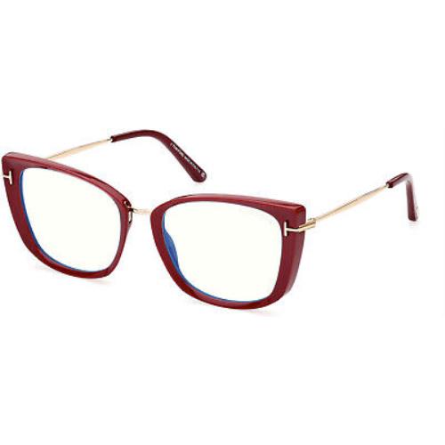 Tom Ford TF 5816 FT5816 -B Shiny Fuchsia Rose Gold t Logo Blue 074 Eyeglasses