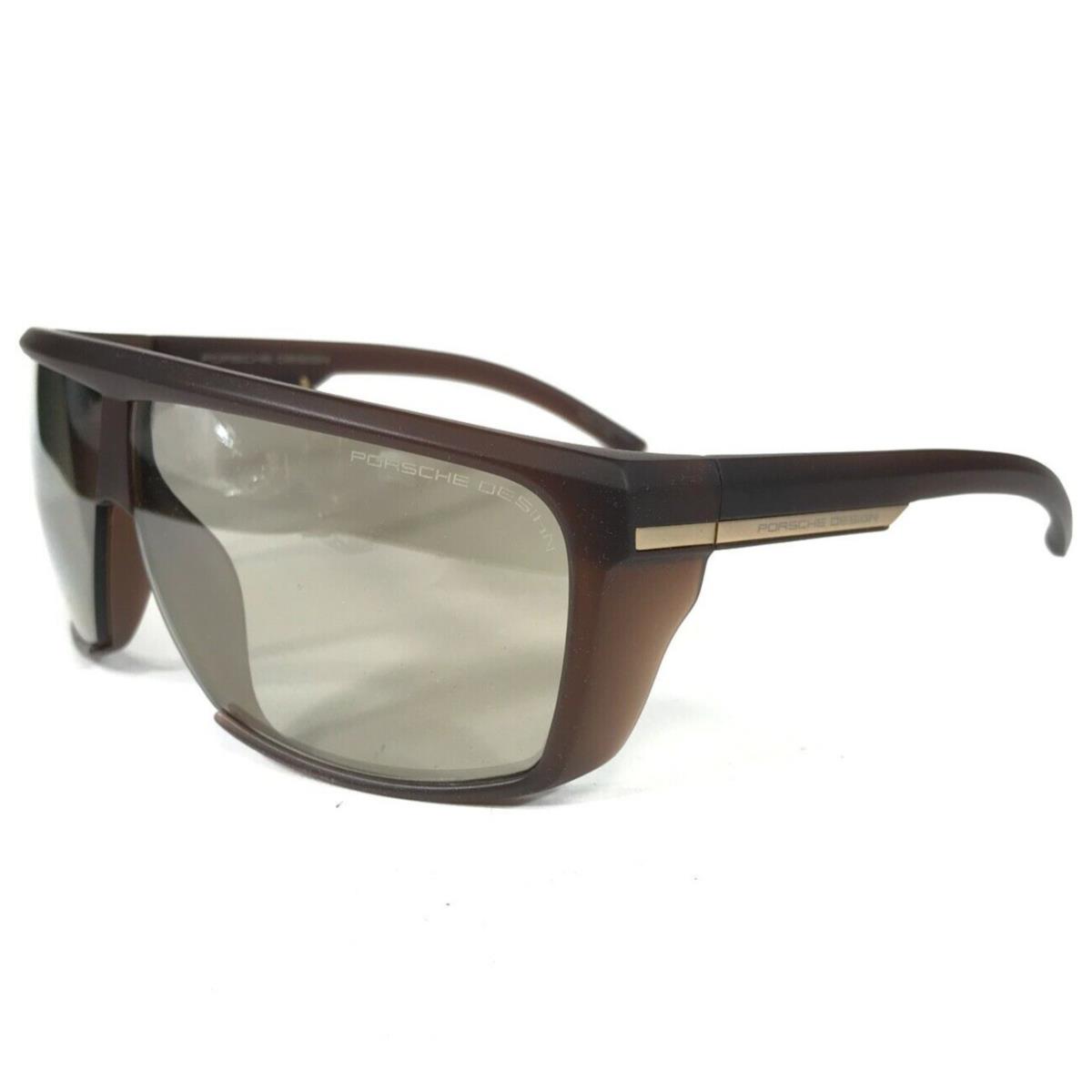 Porsche Design Sunglasses P8597 D Matte Brown Square Frames with Amber Lenses