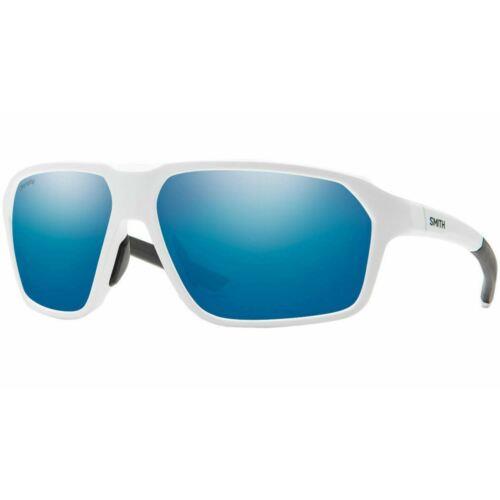 Smith Optics Sunglasses Pathway White Frames Blue Mirror Polarized Lenses