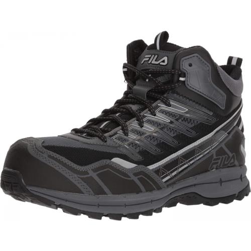 Fila Men`s Hail Storm 3 Mid Composite Toe Trail Work Shoes Hiking Castlerock/Black/Metallic Silver
