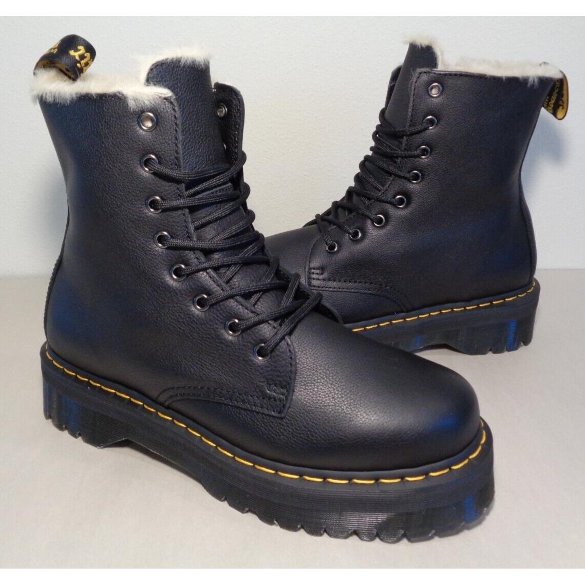 Dr. Martens Size 12 M Jadon Black Fur Lined Boots Women`s Shoes