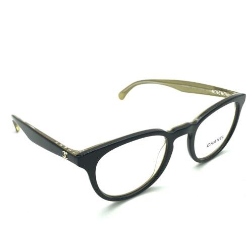 Chanel 3364 c.1609 Women`s Black Gold Round Eyeglasses 49-21 140 Italy Rare