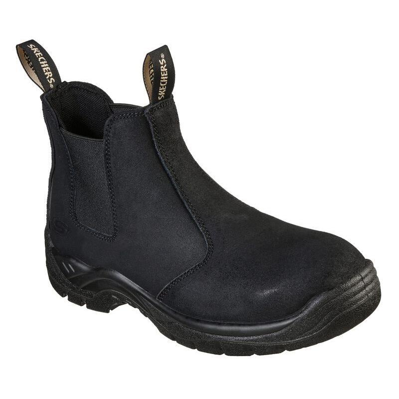 Skechers Men`s Chelsea Boot Construction Shoe Steel Toe 77537 Black - Black