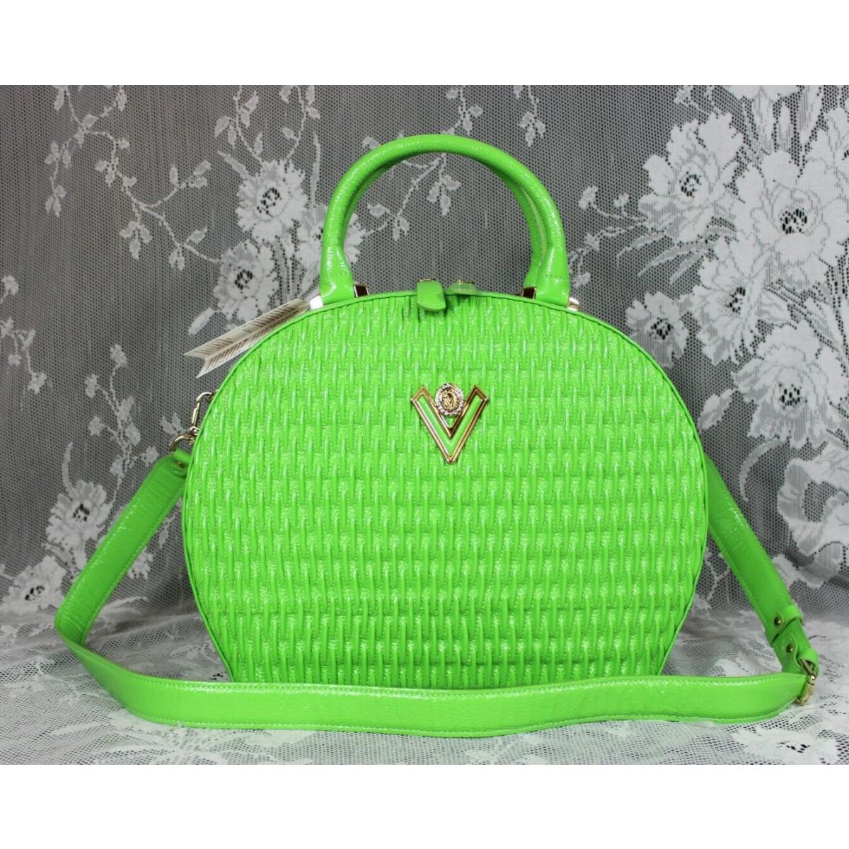 Valentino Orlandi Italian Embossed Woven Patent Leather Bowler Purse