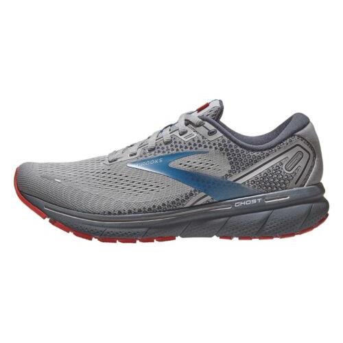 Brooks Ghost 14 Running Shoe Gray/ Blue/ Red Men`s 10 D - Gray/ Blue/ Red