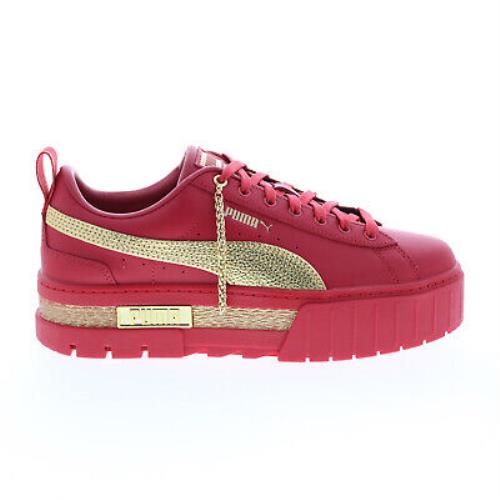 Puma Mayze I Am Determined 38554401 Womens Red Leather Lifestyle Sneakers Shoes