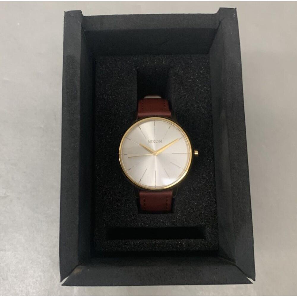 Nixon Kensington Leather Gold/saddle A108142500 Water Resistant Wristwatch