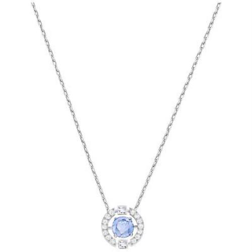 Swarovski Sparkling Dance Round Necklace - Blue - Rhodium Plated - 5279425
