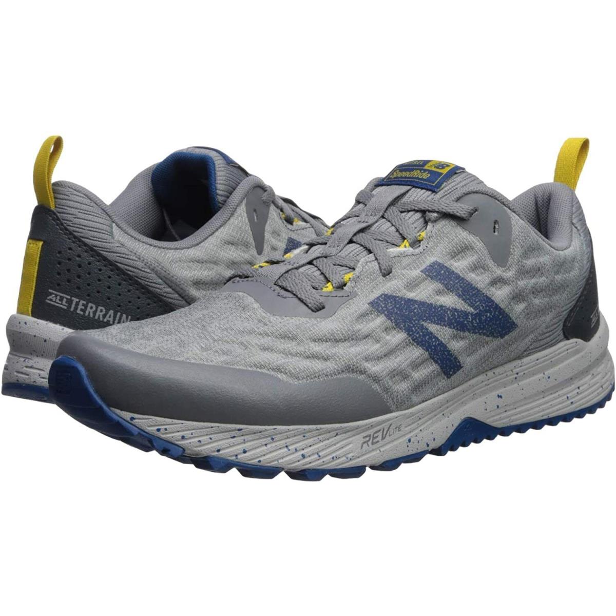New Balance Men`s Nitrel V3 Trail Running Shoe Size 8 Colors Blue Gray Yellow - Gray