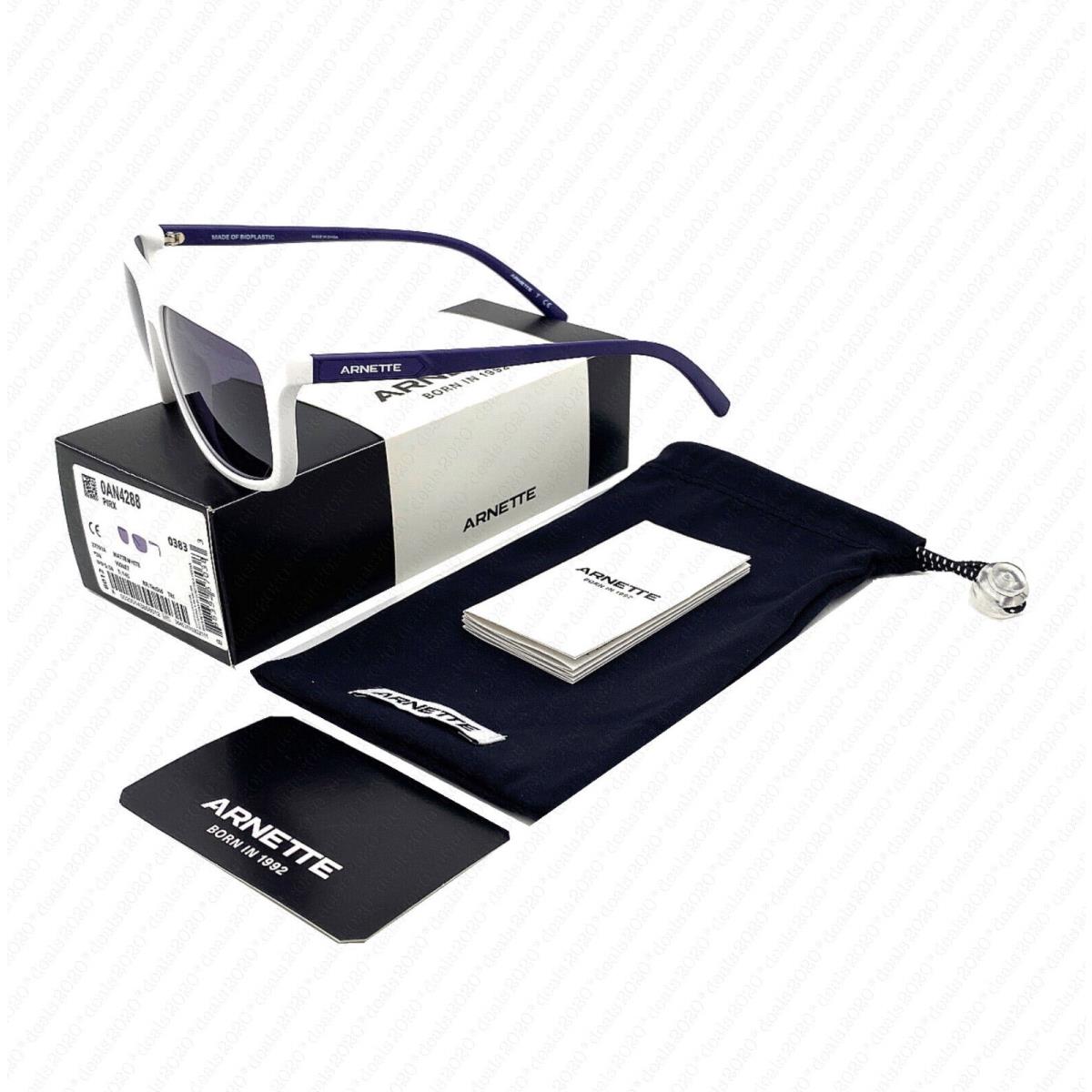Arnette Pirx AN4288 27791A 58mm Matte White W/violet Lenses Sunglasses