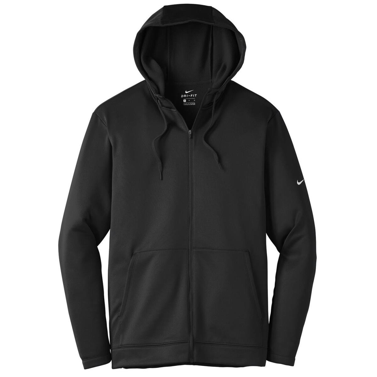 Men`s Nike Breathable Wicking Therma-fit Hoodie Zip UP Drawcords XS-4XL Black