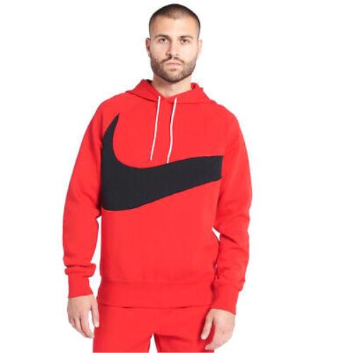 Men`s Nike Red/black Sportswear Swoosh Tech Fleece Pullover Hoodie