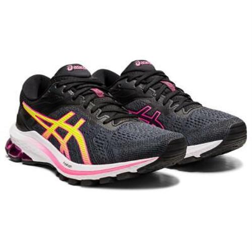 black and hot pink asics