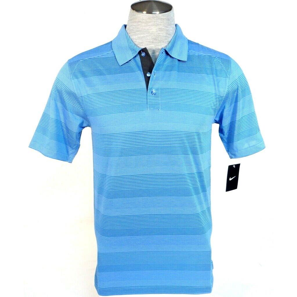 Nike Blue Stripe Short Sleeve Polo Shirt Men`s