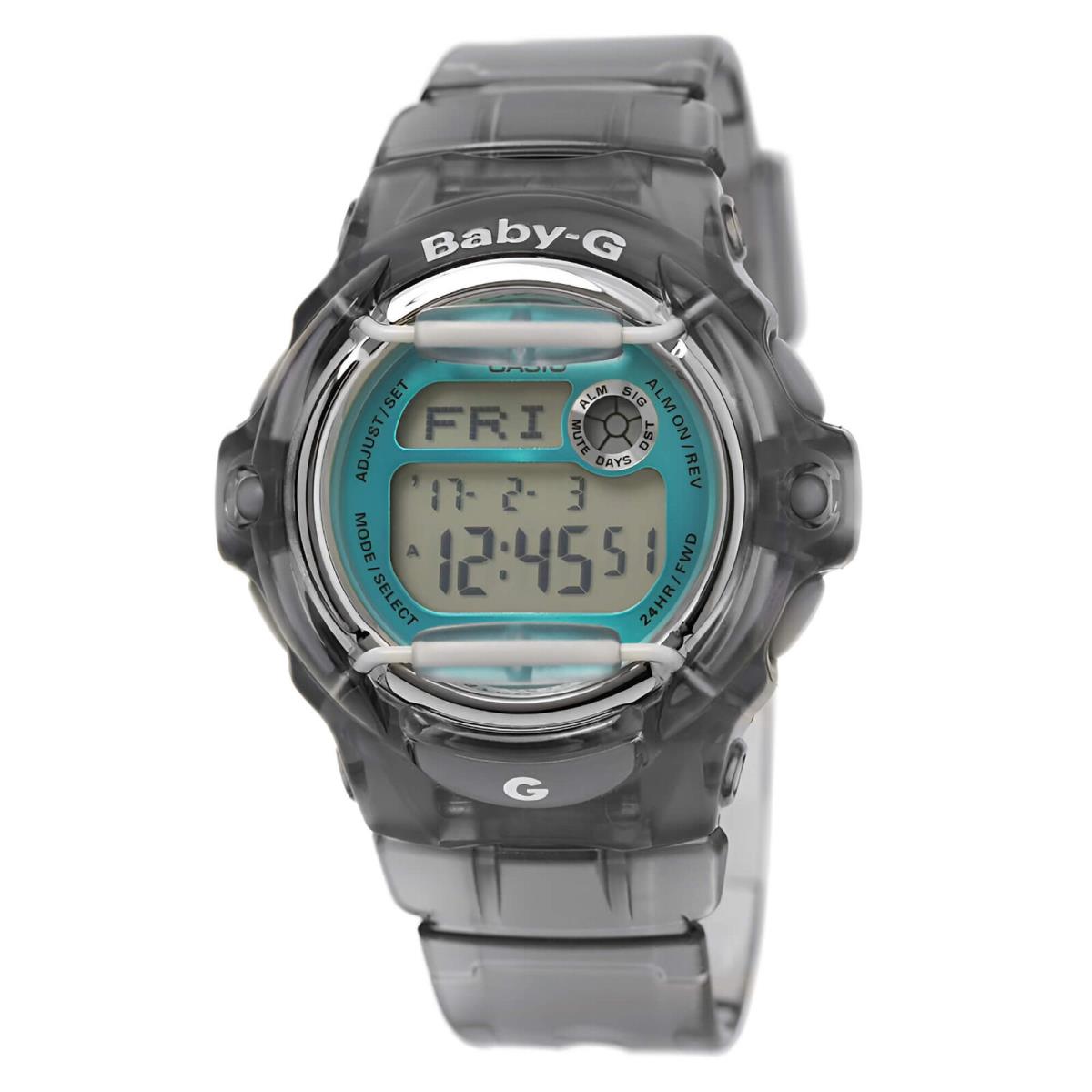 Casio Women`s Watch Baby-g Blue and Grey Quartz Digital Dial Strap BG169R-8B