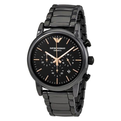 Emporio Armani Ceramica Men`s Black Chronograph Watch AR1509 - Dial: Black, Band: Black