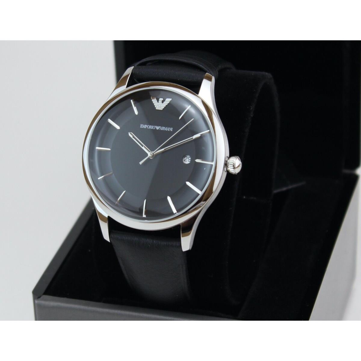 Emporio Armani Lambada Silver Black Leather AR11020 Men`s Watch