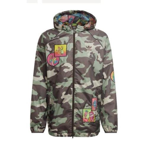 Adidas Jeremy Scott Windbreaker Camouflage Hooded Jacket Mens Size Medium
