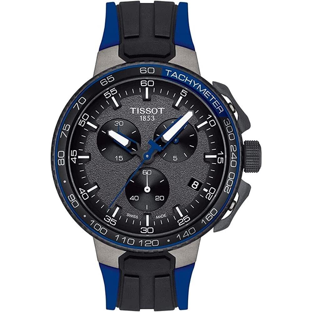 Tissot T-race Cycling 44.5mm Grey Dial Swiss Blue Silicone Watch T1114173744106