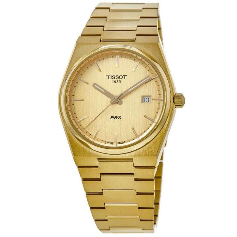 Tissot Prx Champagne Dial Yellow Gold Pvd Men`s Watch T137.410.33.021.00