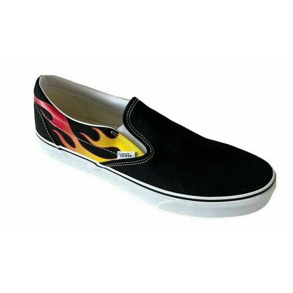 Vans Classic Slip On Flame Black Canvas Skate Shoes Size 11 Fast