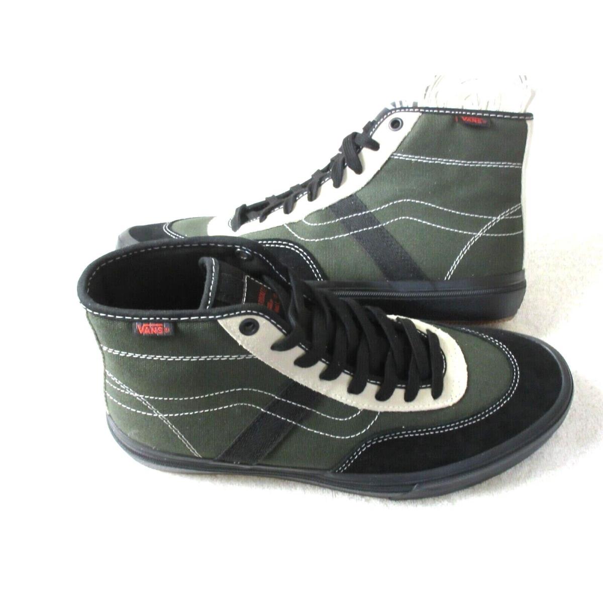 Vans Men`s Gilbert Crocket High Forest Green Black Canvas Suede Shoes Size 9.5