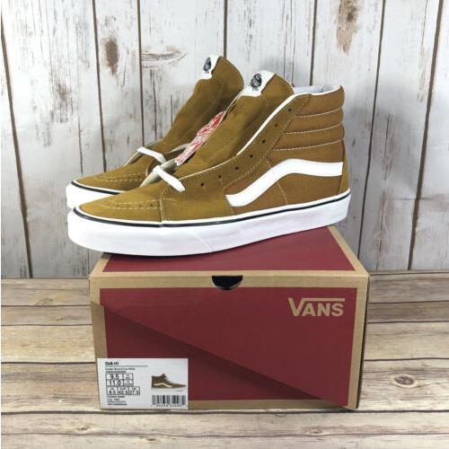Vans Sk8-Hi Golden Brown Shoes Mens Size 9.5 Athletic Skateboarding Lace Up