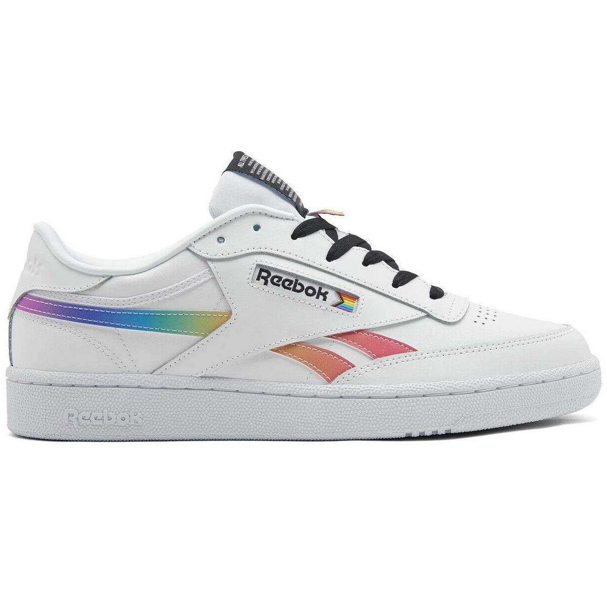 Reebok Women`s Club C Revenge FY7514F White Pride Rainbow Shoes Size 9.5