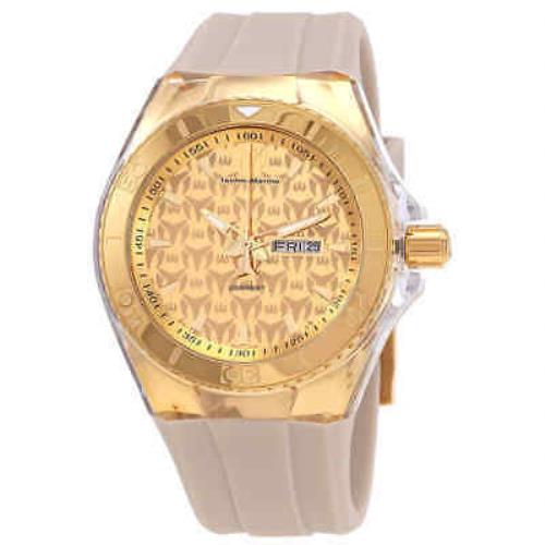 Technomarine Cruise Monogram Quartz Gold Dial Men`s Watch TM-115064 - Gold-tone Dial, Beige Band
