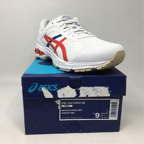 Men`s Asics Gel-kayano 26 Running Shoe Size 9 - White/classic Red