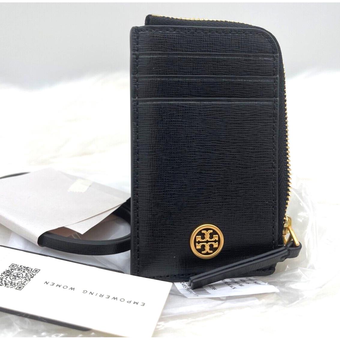 Tory Burch Robinson Lanyard Wallet In Black