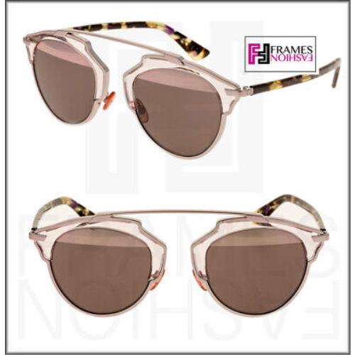 Christian Dior SO Real Silver Pink Havana Metal Mirrored Sunglasses Diorsoreal