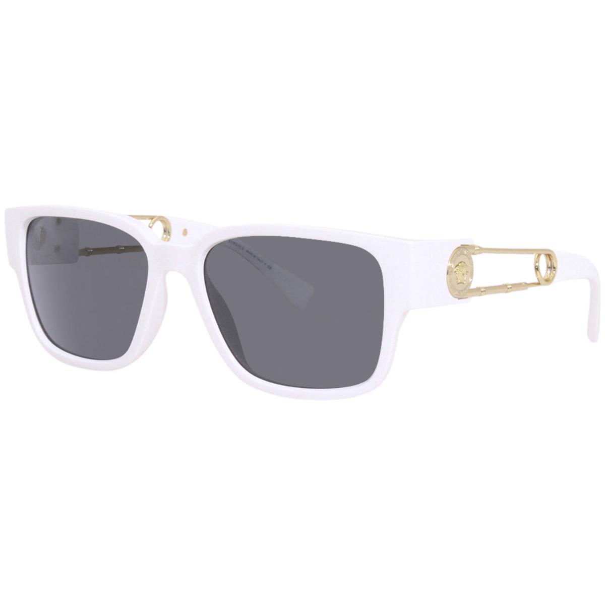 Versace 4412 314/87 Sunglasses Men`s White/gold-safety Pin Logo/dark Grey 57mm