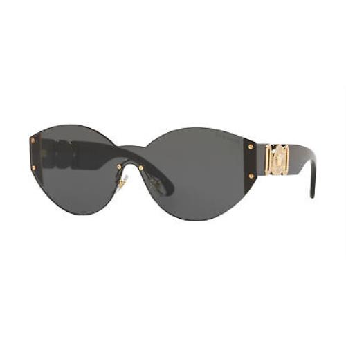Versace VE2224 GB1/87 Sunglasses Women`s Black-gold/dark Grey Lenses 46mm