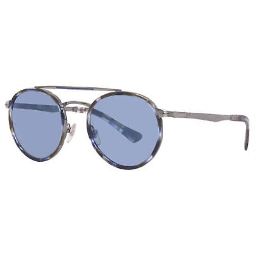 Persol PO2467S 1099/56 Sunglasses Men`s Gunmetal/blue Lenses Round Shape 50mm