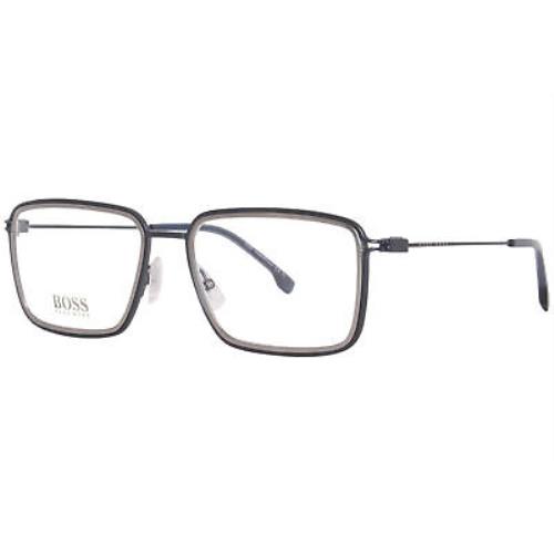 Hugo Boss 1231 Dty Eyeglasses Men`s Blue/ruthenium Full Rim Square Shape 56mm