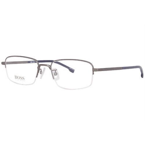Hugo Boss 1108/F R80 Titanium Eyeglasses Men`s Matte Ruthenium Semi Rim ...