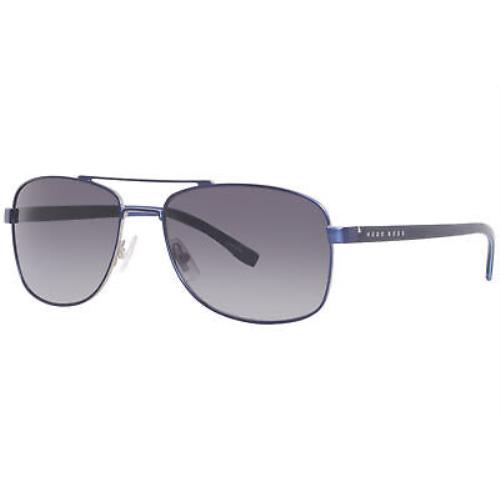Hugo Boss 0762/S Qjfhd Sunglasses Men`s Matte Blue/smoke Gradient Pilot 58mm