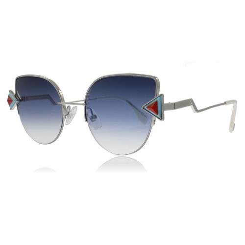 Fendi FF 0242/S Scb/ne Cat-eye Sunglasses Silver Blue / Blue Gradient 52mm