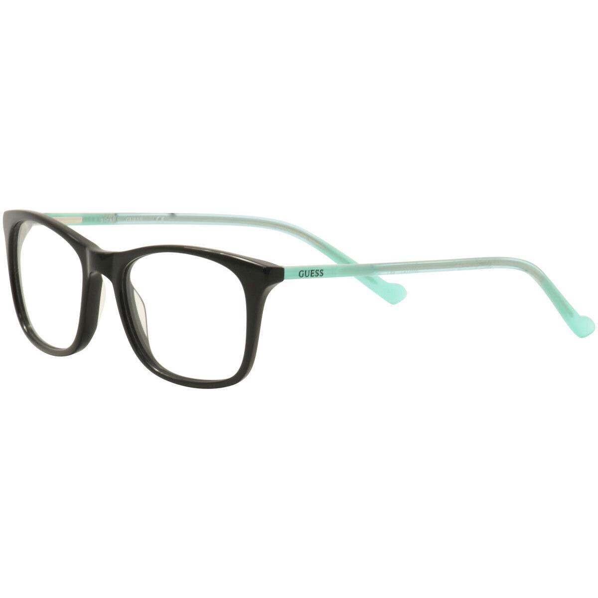 Guess GU9164 001 Eyeglasses Youth Girl`s Black/teal Full Rim Square Shape 47mm