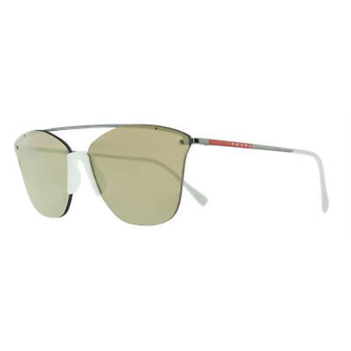 Prada 0PS 52US 371HD0 Lifestyle Ruthenium Irregular Sunglasses - Ruthenium , Ruthenium Frame, Khaki Grey Lens