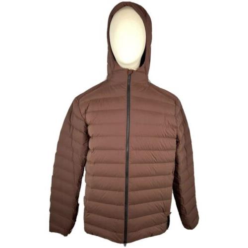 Lululemon Men`s Navigation Stretch Down Jacket Hooded Size XL Color Brown Brne