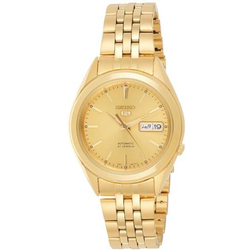 Seiko Men`s SNKL28 Gold Plated Stainless Steel Analog with Gold Dial Watch